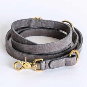 Adjustable Durable Safety Sturdy Running Real Premium Dog Leather Leash With Quick Release Metal Accessories Buckle