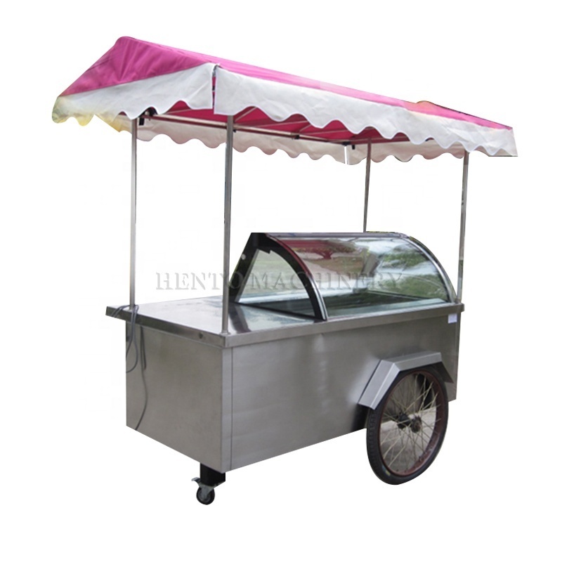 Beach Ice Cream Cart / Mobile Cart Ice Cream / Gelato Ice Cream Cart With Wheels