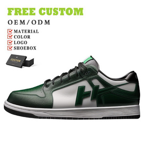 Original  Genuine Leather Diy Logo Men's Casual Sneakers Skateboard Custom Shoes Manufacturers Blank Custom Low Shoes