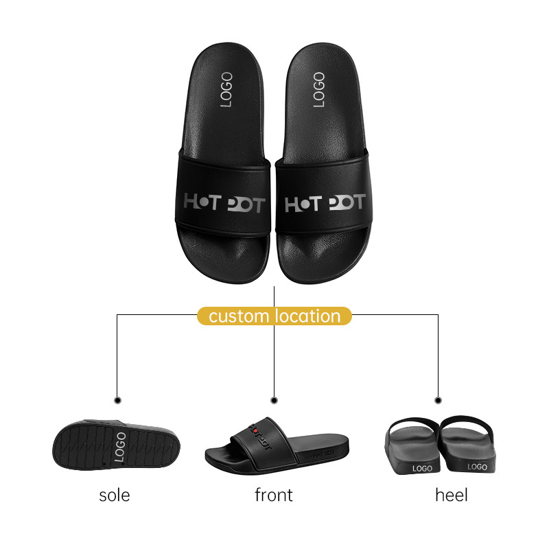 OEM Custom Black Slides Footwear Sandal PVC Custom Logo Slippers Men Plain Blank Slide Sandal Slippers Custom Logo Slide Sandal