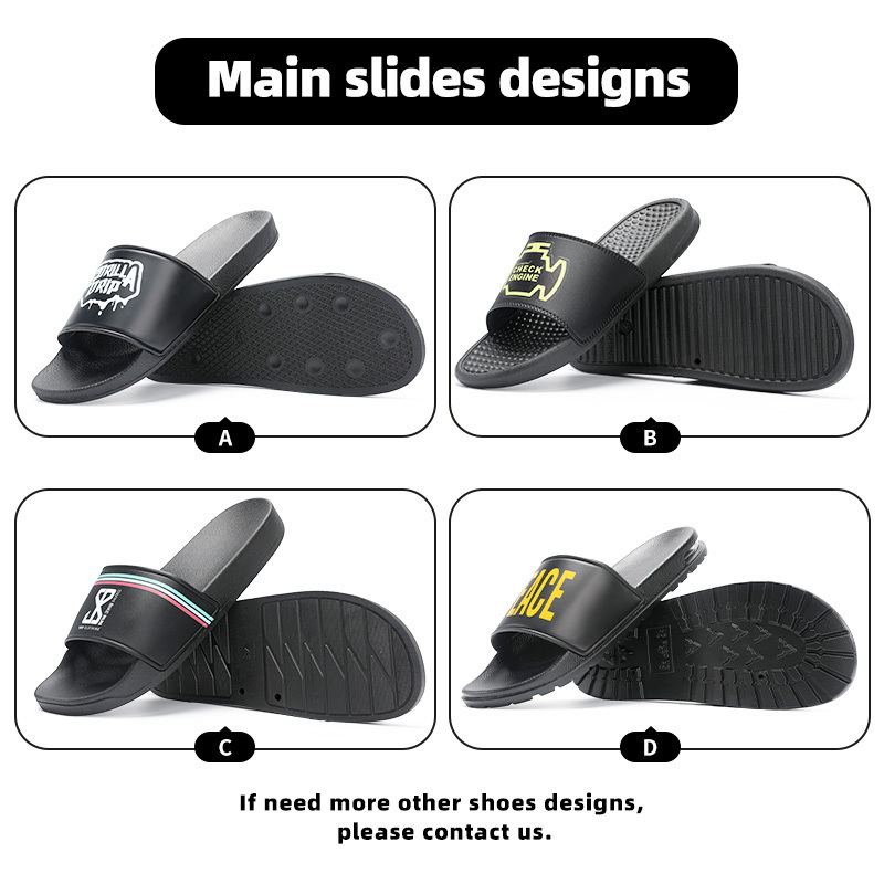 Custom 3D Rubber Printing Logo Pattern Unisex Fashion Slides Slippers For Men Slide Sandal Printed