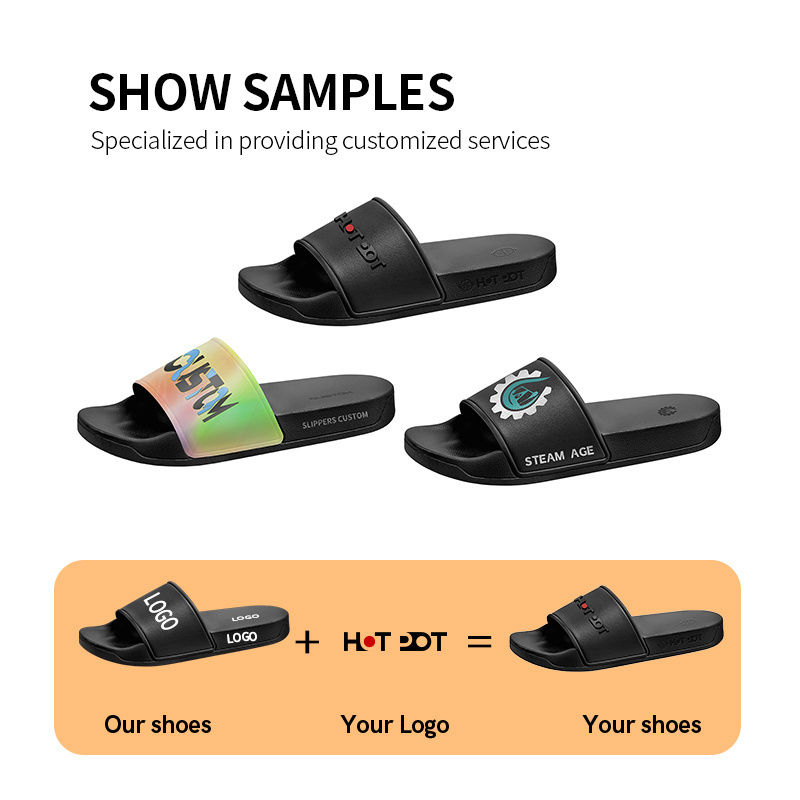 OEM Custom Black Slides Footwear Sandal PVC Custom Logo Slippers Men Plain Blank Slide Sandal Slippers Custom Logo Slide Sandal