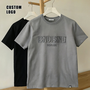 T shirts with logo custom logo printed 100% cotton t shirt 3d embossed printing t shirt for men