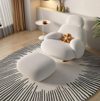 Modern Simple White Rocking Lounge Chair for Home & Balcony Net Single Sofa for Living Room Leisure Furniture