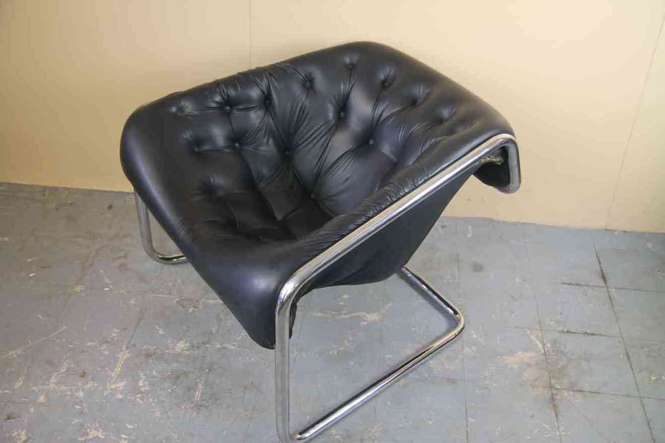 Buy First Serve Luxury Black Pu Leather Upholstered Cantilever Steel Frame Vintage Dining Arm Chair