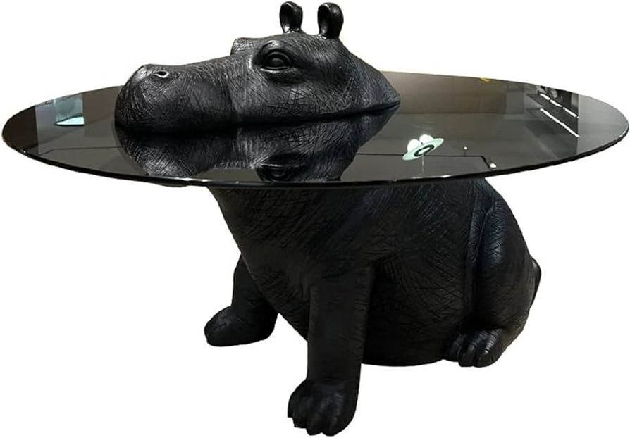 Creative animal tea table FRP material Thickened glass surface Hippo living room end table small table for coffee room