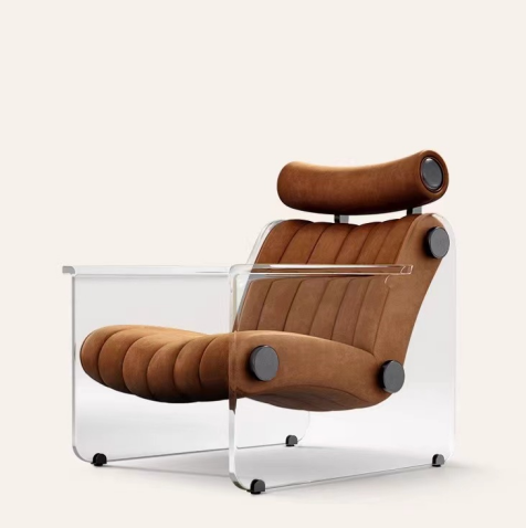 Light luxury leather leisure chair minimalist acrylic suspended villa whole house custom designer high-end tiger chair