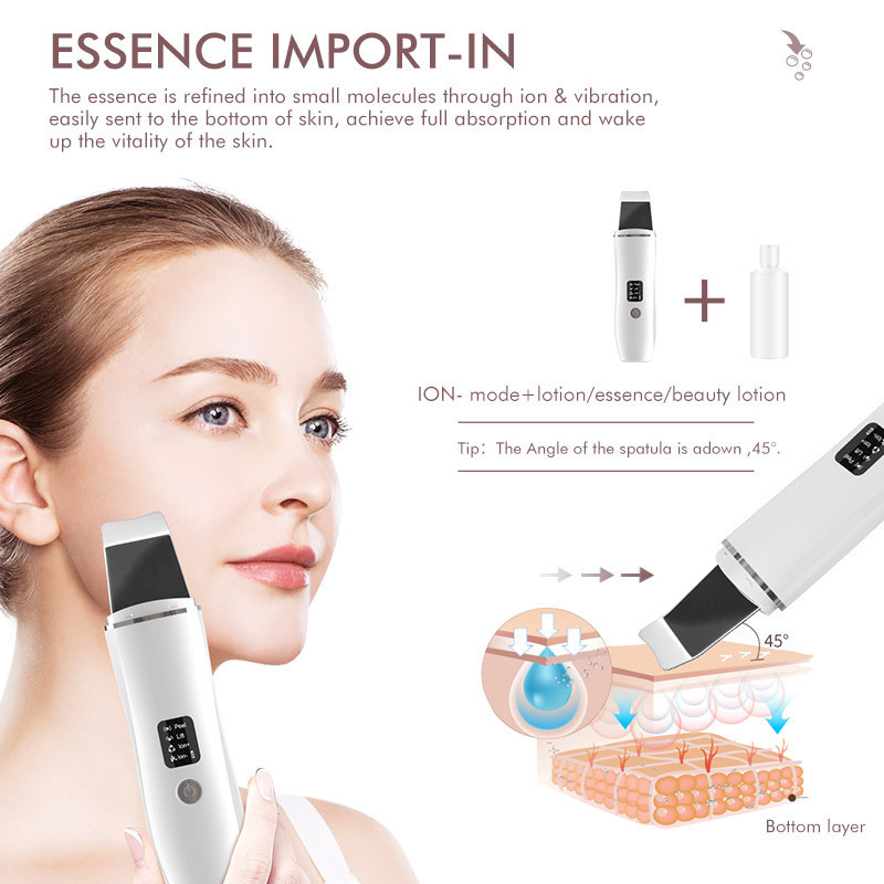 C3 Professional beauty devices product Ultrasonic skin scrubber deep face cleaning machine dead skin peeling sonic face spatula