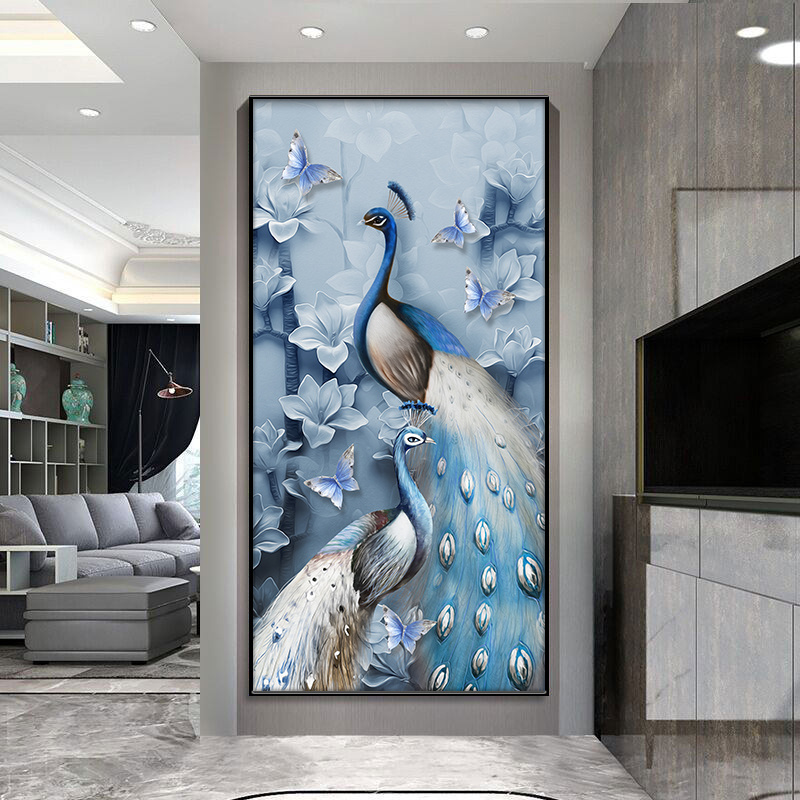 Peacock Crystal Porcelain Wall Art Painting 3d Abstract Diamond Painting Animals Decorations For Home Decor