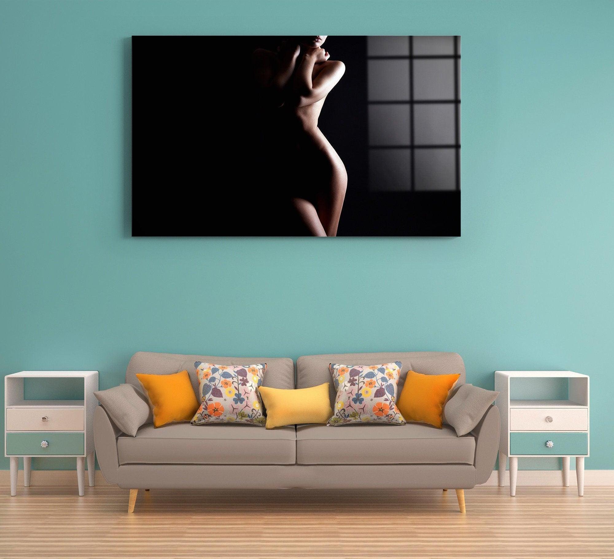 Nude Woman  Photography Art Photos Painting By Glass   Black And White Nude  Woman Sexy Body Wall Art Home Decor