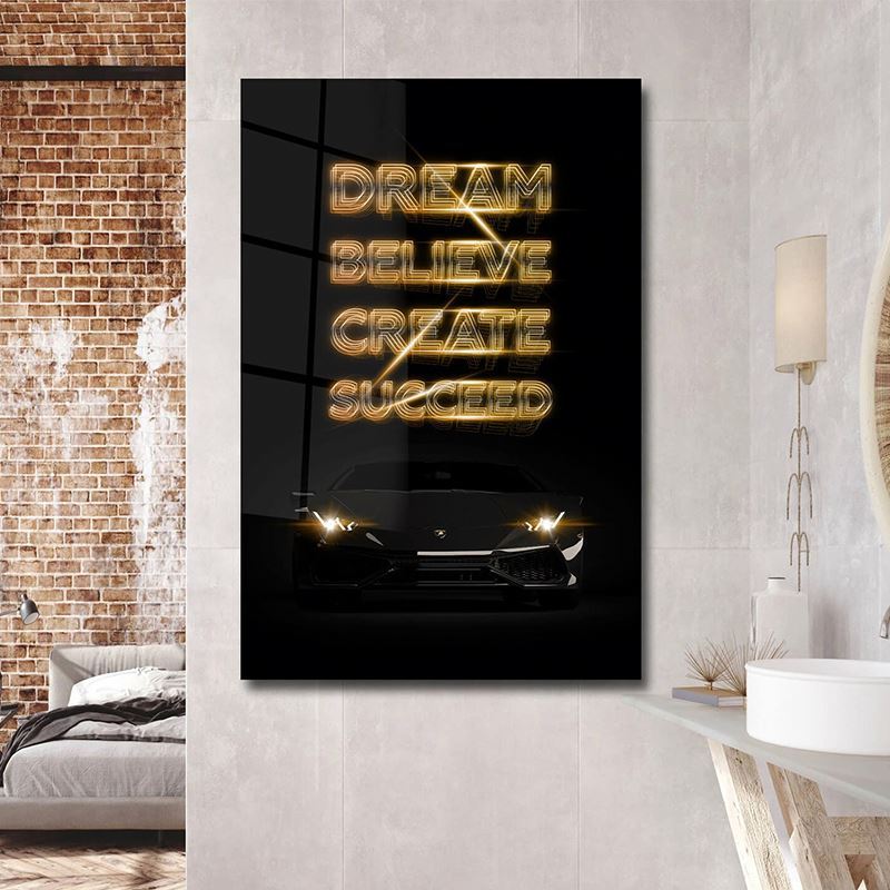 Acrylic Art Poster Gloss Print Car Motivational Wall Posters Prints On Wall Acrylic Painting Wall Art Picture Living Room Decor