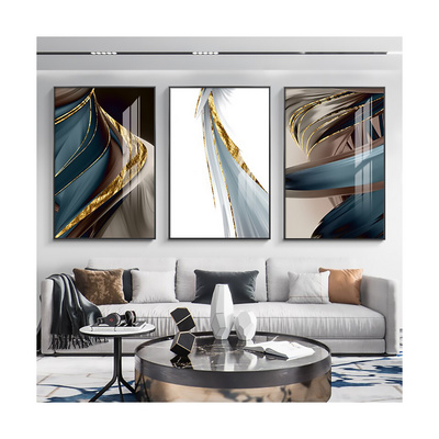 Nordic Style golden featherwall art fine art canvas  color pictures for modern luxury living room dining room bedroom wall decor