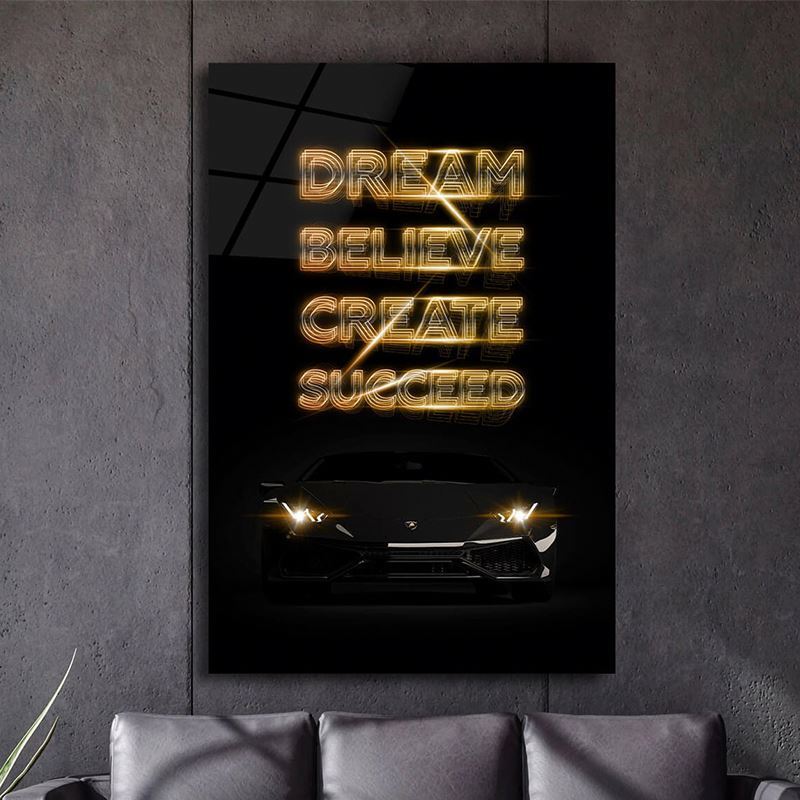 Acrylic Art Poster Gloss Print Car Motivational Wall Posters Prints On Wall Acrylic Painting Wall Art Picture Living Room Decor