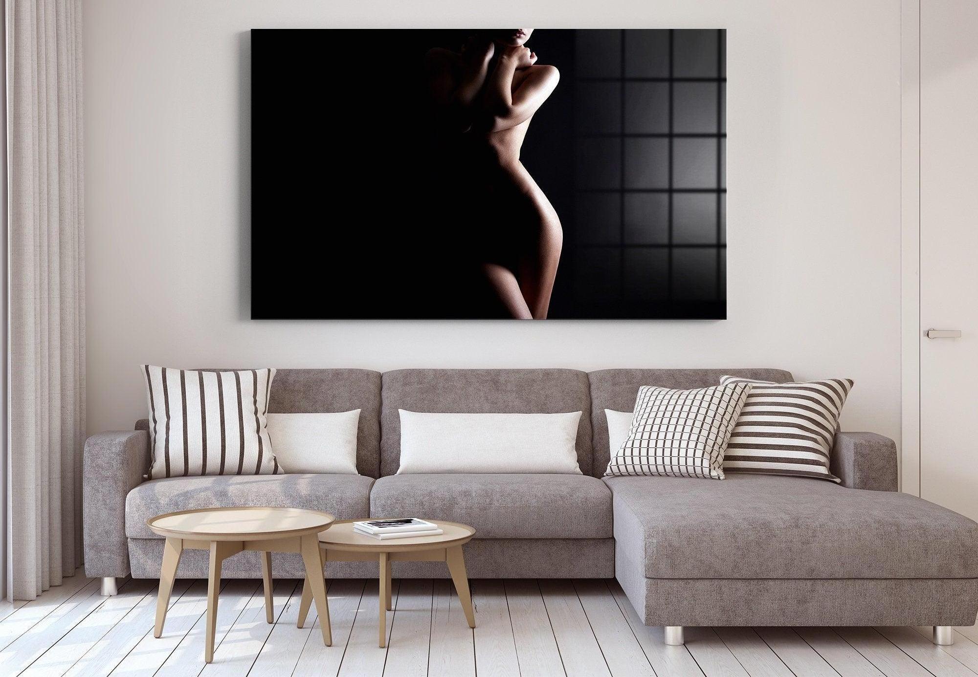 Nude Woman  Photography Art Photos Painting By Glass   Black And White Nude  Woman Sexy Body Wall Art Home Decor