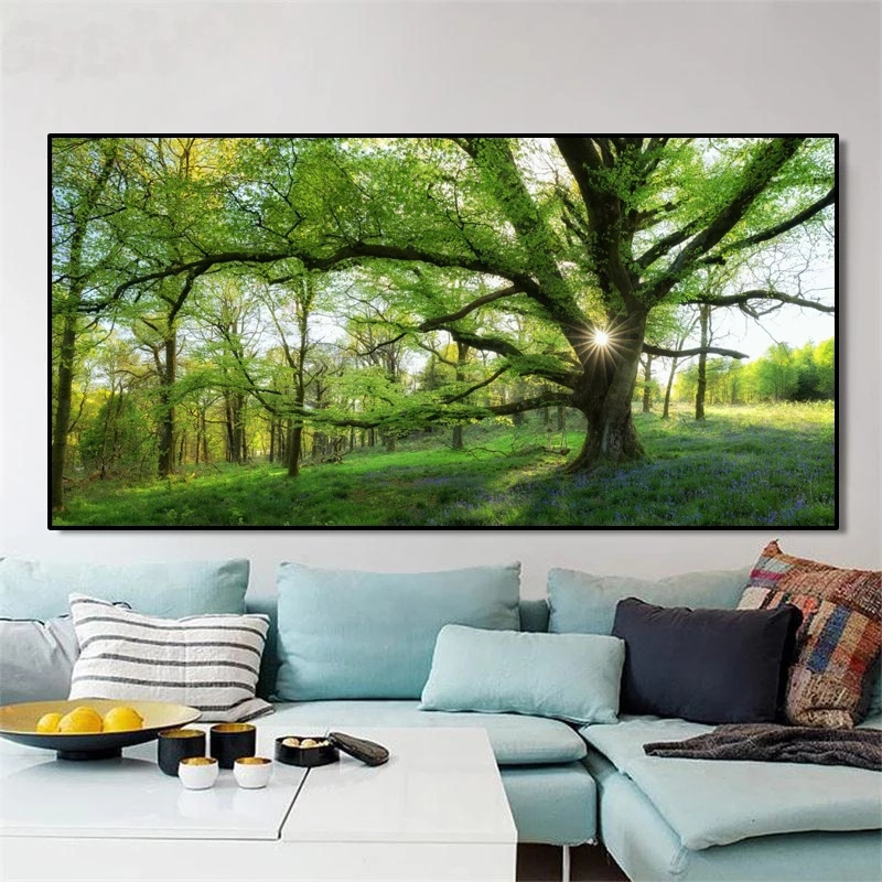 Nature Scenery Green Forest Landscape Trees Canvas Painting Posters and Prints Wall Art for Living Room Home Artwork Decoration