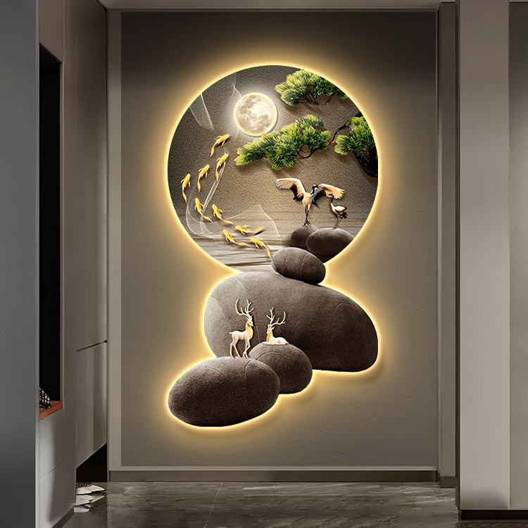 Latest design Factory direct Landscape led light Painting acrylic uv printing edge cutting Abstract Painting Art Wall Home Decor