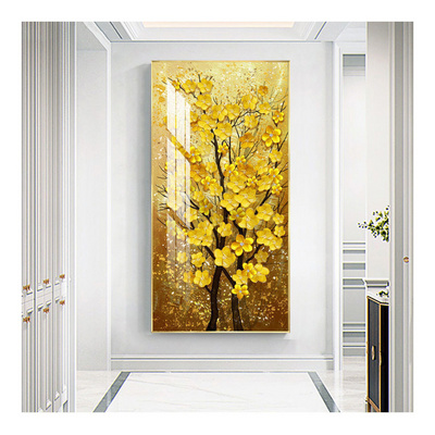 Golden Tree Art Crystal Porcelain Abstract Decorative Wall Painting For Living Room Wall Home Decoration