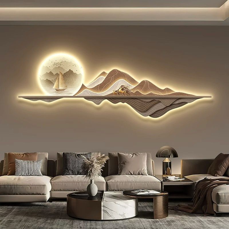 NEW Chinese tree Style acrylic wall decor with LED light wall art for living room bedroom office