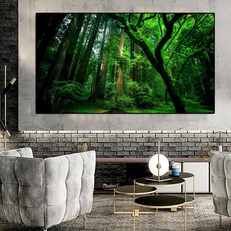 Nature Scenery Green Forest Landscape Trees Canvas Painting Posters and Prints Wall Art for Living Room Home Artwork Decoration