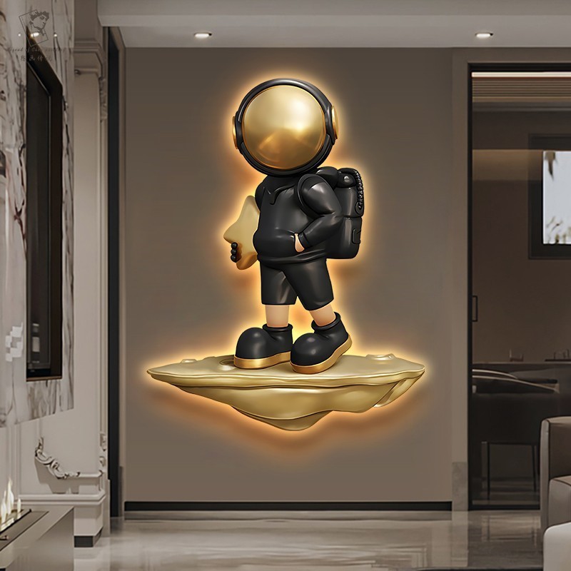 Kids Room Home Decor Space Astronaut Led Light Painting Living Room Backdrop 3D Wall Art With Led Lights