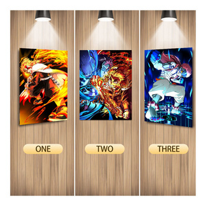 30*40 cm Japanese Anime Pictures Paintings 3D Lenticular Anime Motion Posters Changing Flips Anime Poster for Wall Decors