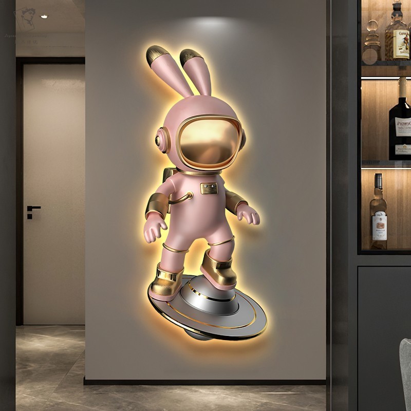 Kids Room Home Decor Space Astronaut Led Light Painting Living Room Backdrop 3D Wall Art With Led Lights