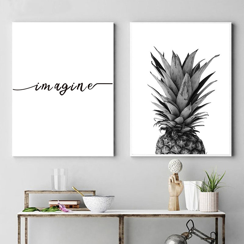 Pink Golden Pineapple Nordic Poster Ananas Quotes Decorative Painting Canvas Wall Art Print Home Decor