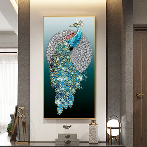 Modern Popular Decorative Painting Crystal Porcelain Painting Animal Peacock Decorative Display Abstract Art Painting