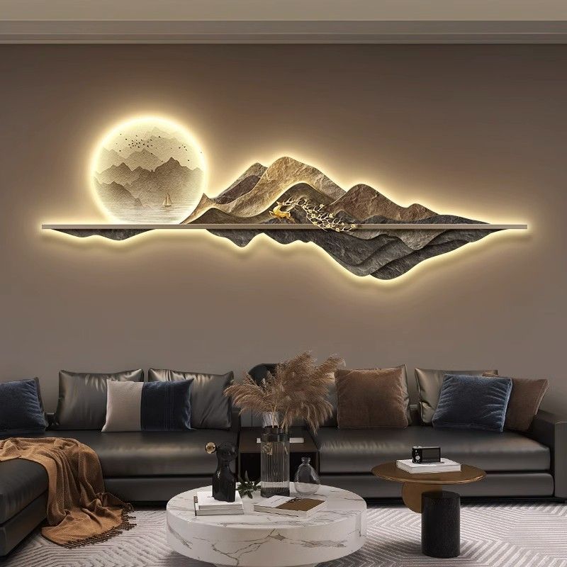 NEW Chinese tree Style acrylic wall decor with LED light wall art for living room bedroom office