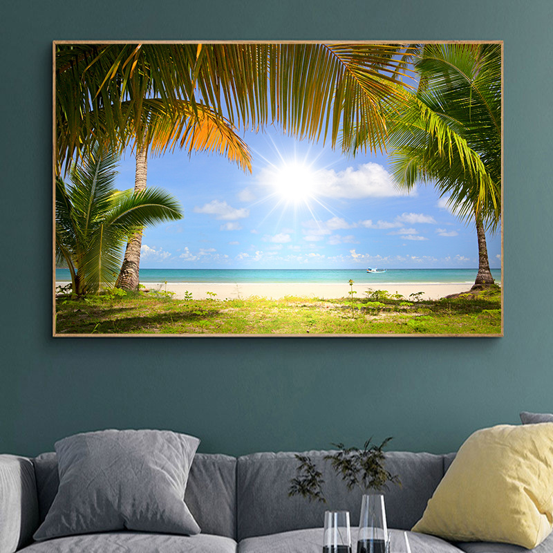 Tropical Island Wall Art Beaches Coconut Tree Pictures Landscape Posters and Prints Seascape Canvas Painting For Home Decor