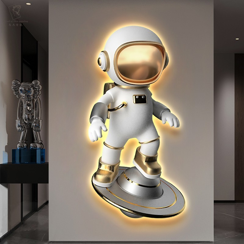 Kids Room Home Decor Space Astronaut Led Light Painting Living Room Backdrop 3D Wall Art With Led Lights