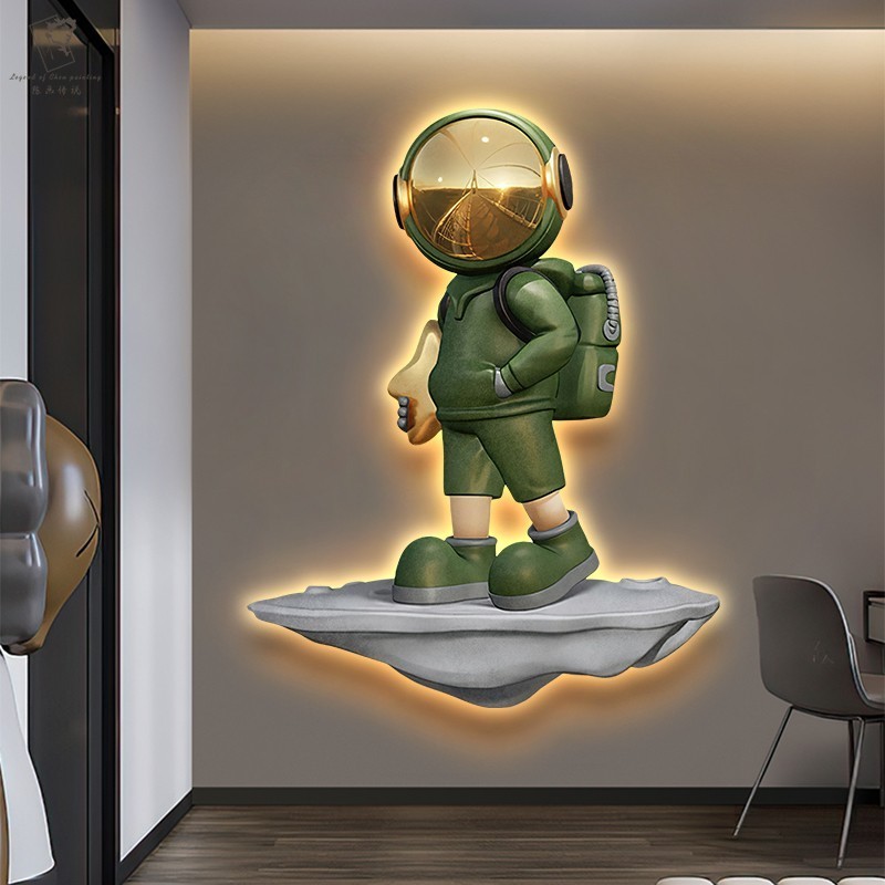 Kids Room Home Decor Space Astronaut Led Light Painting Living Room Backdrop 3D Wall Art With Led Lights