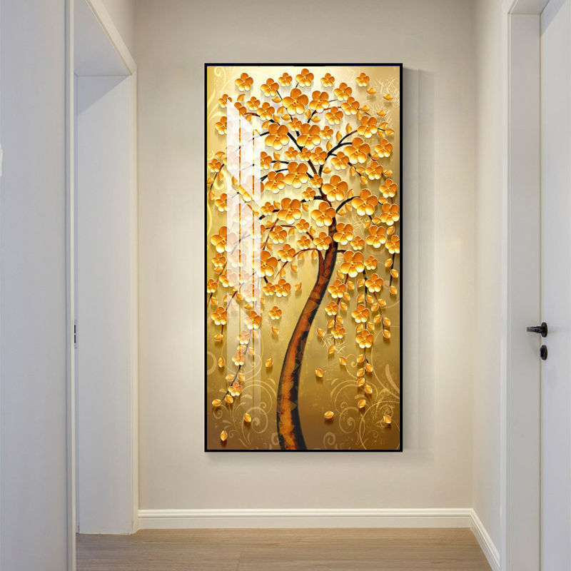 Golden Tree Art Crystal Porcelain Abstract Decorative Wall Painting For Living Room Wall Home Decoration