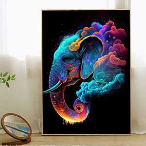 Colorful Cloud Elephant Abstract Wall Art Painting Modern Home Decor Wall Picture Canvas Prints for Living Room