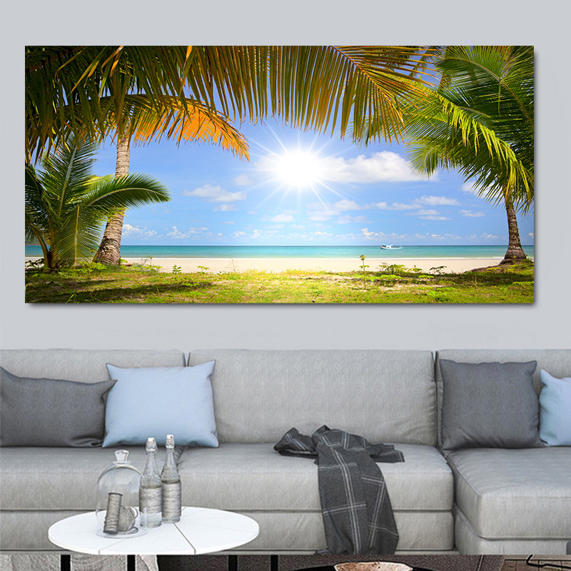 Tropical Island Wall Art Beaches Coconut Tree Pictures Landscape Posters and Prints Seascape Canvas Painting For Home Decor