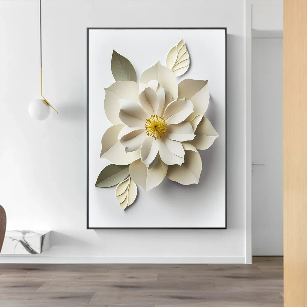 Nordic Simple Aesthetics Wall Art 3D Flowers HD Oil on Canvas Posters and Prints Home Decor Easy Hanging Painting Mural