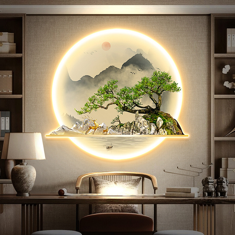 Latest Design Factory Direct Landscape Led Light Painting Acrylic Uv Printing 3d Wall Art Acrylic Painting Led Wall Light