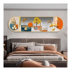 Modern simple new bedroom bed decoration painting rounded corners creative Wall hanging crystal porcelain Wall art