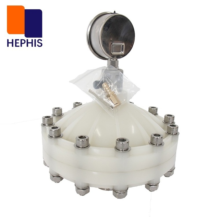 UPVC/PVDF/SUS316 Diaphragm Type Pulsation Damper For Metering Dosing Pumps Pipe Fitting Water Supply