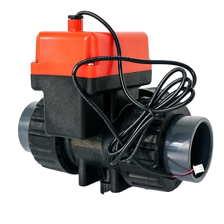 HEPHIS DN15-50 PVC PVDF 3 Ways Ball Valve Motorized Actuator Electric Ball Valve 24V electric ball valve for swimming pool