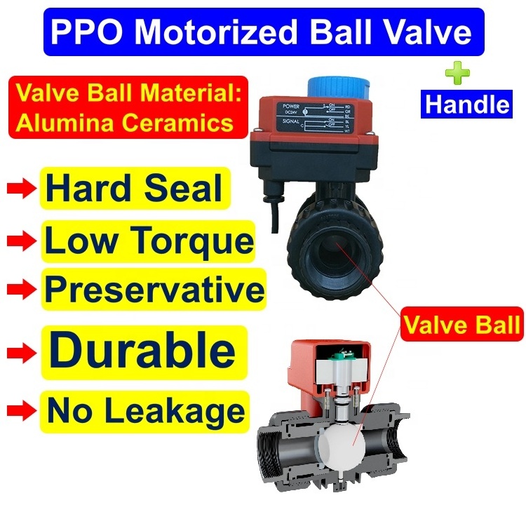 HEPHIS PPO Body&Ceramics Ball Stepper Motor Steam Spill Proportional Control Valve Motorized Ball Valve