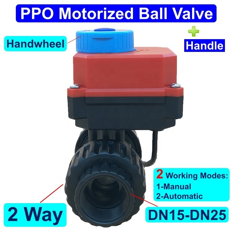 HEPHIS PPO Body&Ceramics Ball Stepper Motor Steam Spill Proportional Control Valve Motorized Ball Valve