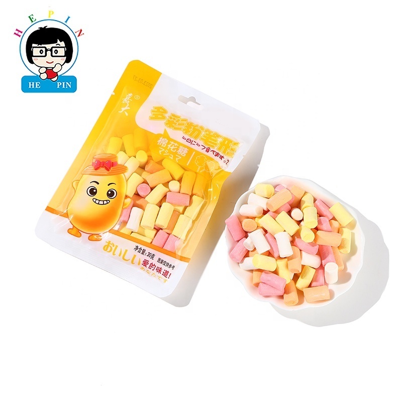 Individually Bag Packaging Fluffy Chalk Shaped Fruit Flavour Colorful Marshmallow Cotton Candy