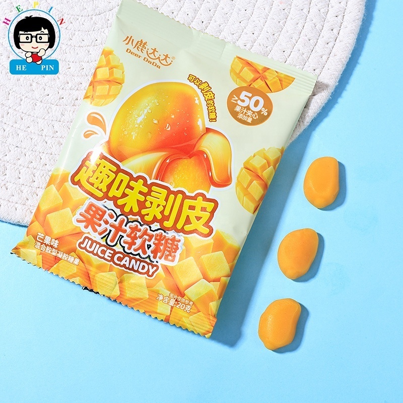 Hot Sale New Arrival Peeled Gummy Mango Shape Mango Flavor Gummy Halal Soft Candy