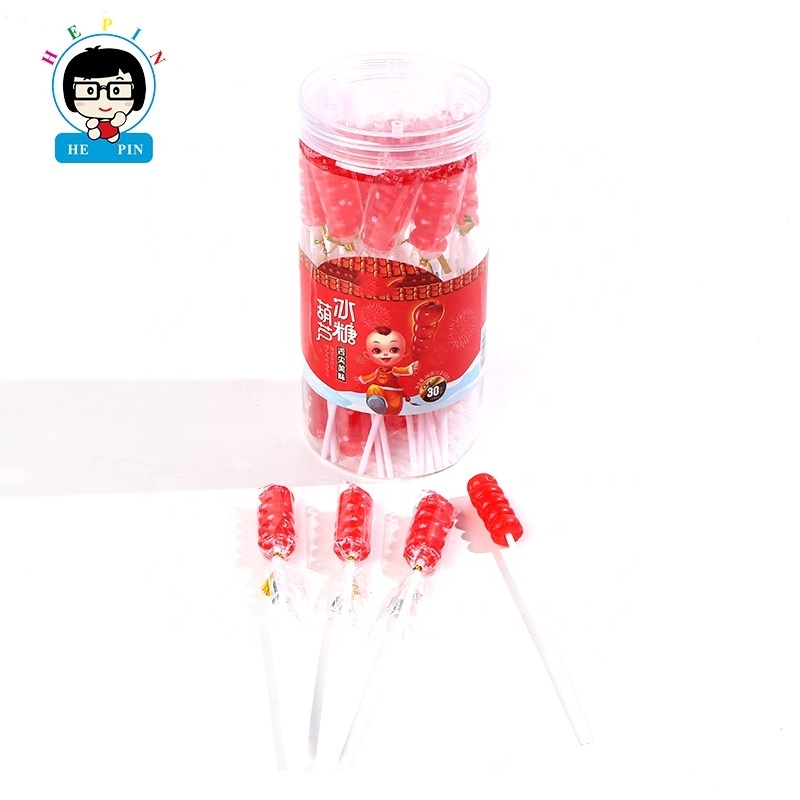 Factory Wholesale Custom Sweet Gourd Shape Lollipop With Glue Stick Colorful Sweet Gummy Candy