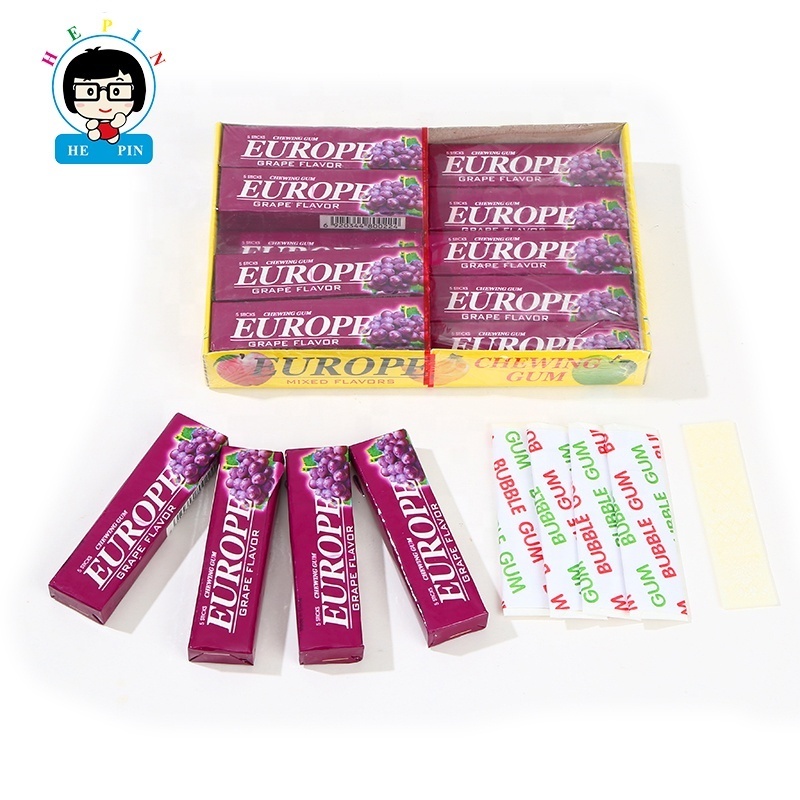 Wholesales 5 Sticks Europe Chewing Gum Fruity Banana Flavor Sugar Halal Chewing Gum