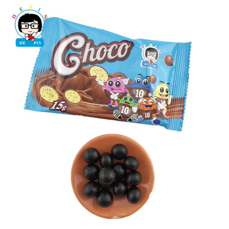 Wholesale Custom Order Crispy Biscuit Covered By Black Chocolate  Mini Round  Chocolate Candy