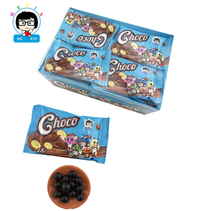 Wholesale Custom Order Crispy Biscuit Covered By Black Chocolate  Mini Round  Chocolate Candy