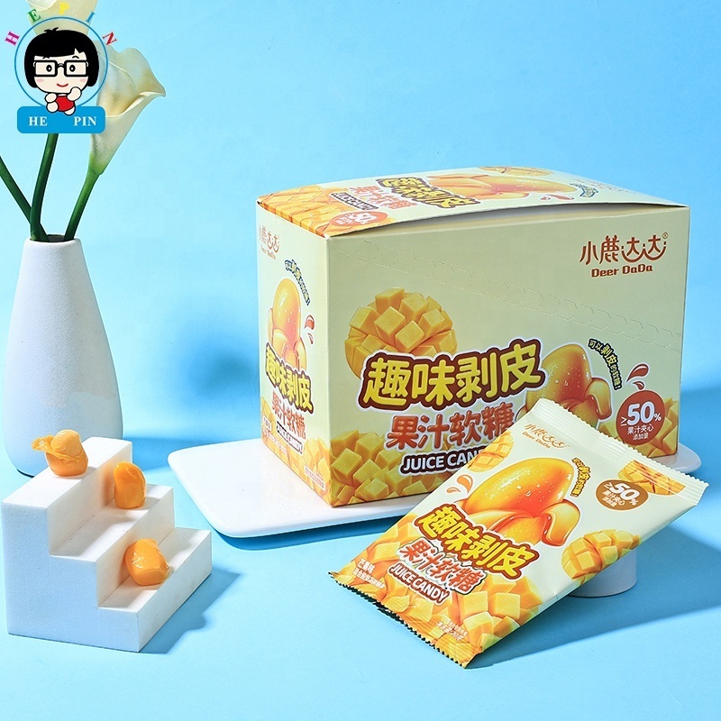 Hot Sale New Arrival Peeled Gummy Mango Shape Mango Flavor Gummy Halal Soft Candy