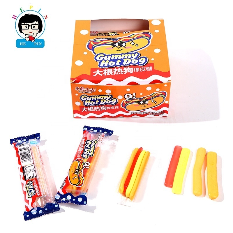 Wholesale Gummy Factory Direct 22g Huge Gummy Delicious Fast Food Hot Dog Shaped Halal Gummy Candy